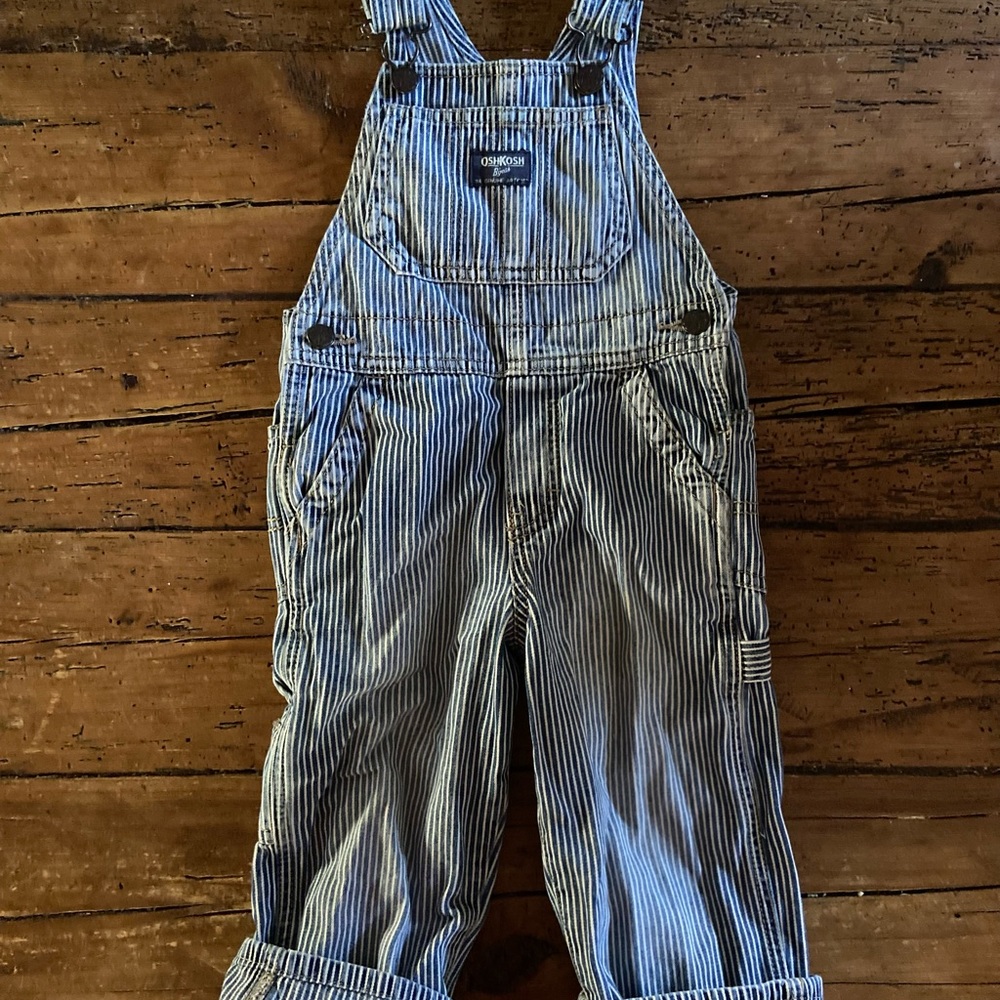Vintage OshKosh B’gosh Railroad Striped Overalls (2T)
